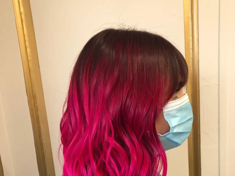 Wavy burgundy bob haircut and colour by Abi Clark, Horsham, West Sussex