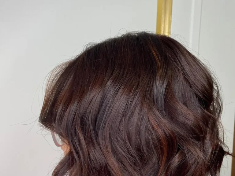 Dark brunette wavy bob haircut by Abi Clark, Horsham, West Sussex