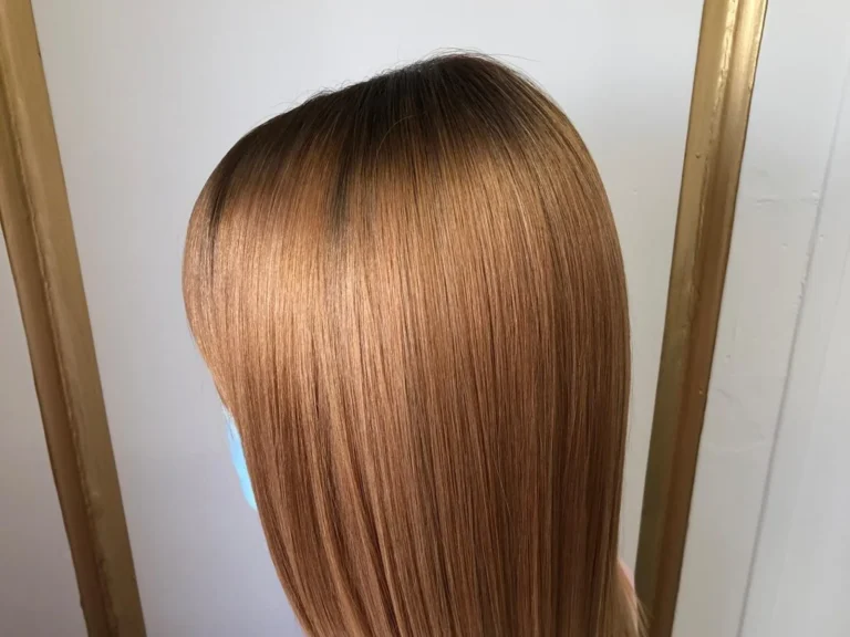 Sleek lob in honey blonde, hair colour by Abi Clark, Horsham, West Sussex