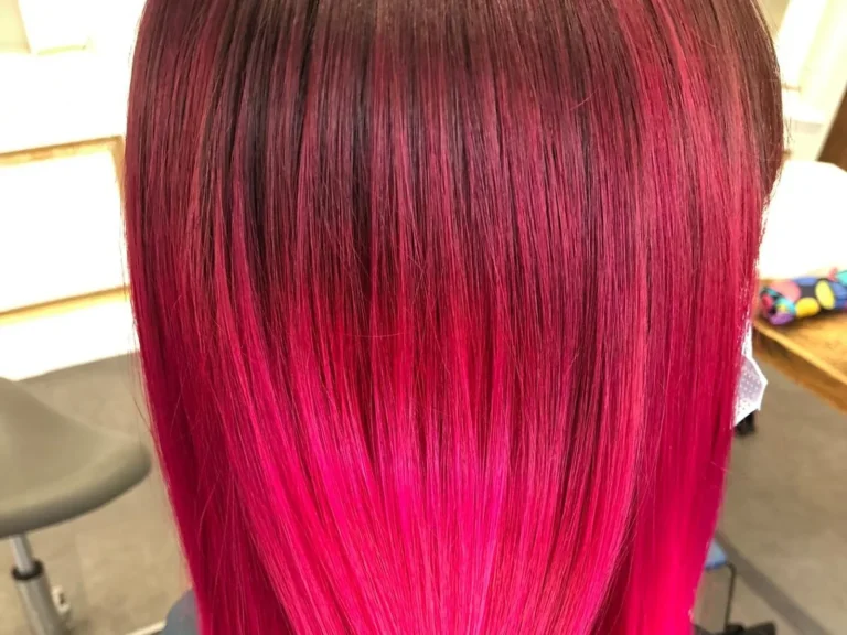 Sleek bob in magenta pink, hair colour by Abi Clark, Horsham, West Sussex