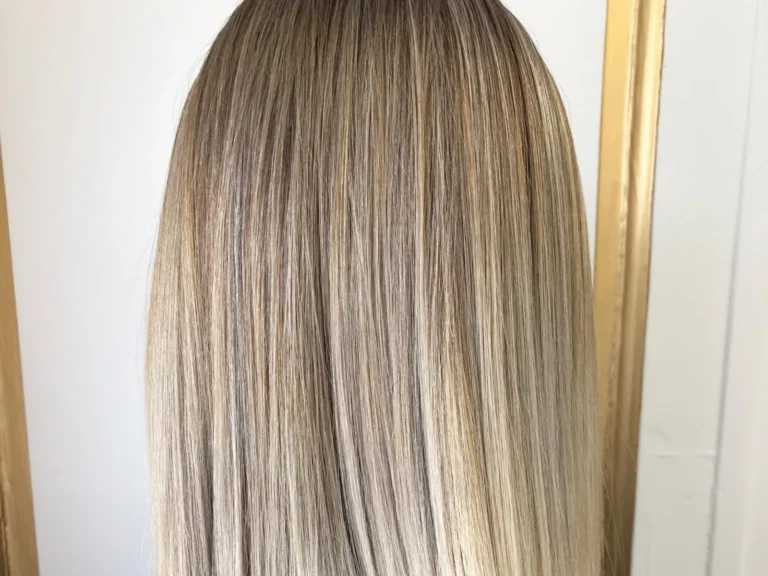 Silver blonde balayage hair colour by Abi Clark, Horsham, West Sussex